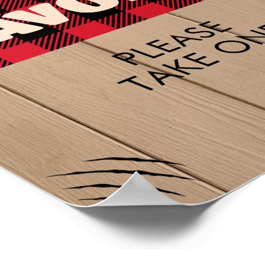 赤い素朴格子縞の赤ちゃんシャワーの好意 ポスター (角)