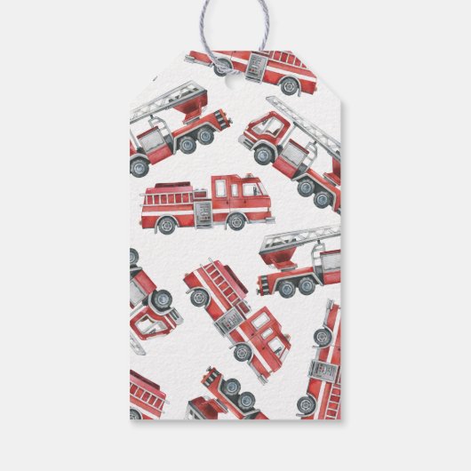 赤い素朴消防車の誕生日ありがとう ギフトタグ (裏面)