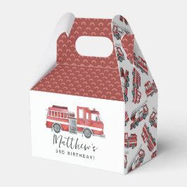 赤い素朴消防車の誕生日パーティーのお願いボックス フェイバーボックス