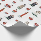 赤い素朴灯台が嵐の海にボート3 ラッピングペーパー (角)