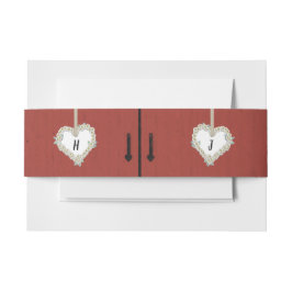 赤い素朴納屋とデイジーカントリーウェディング 招待状ベリーバンド