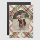 赤い素朴緑の格子模様/ホリーアーチ付き1写真 (正面/裏面)