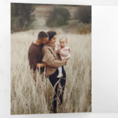 赤い素朴緑の格子模様/ホリーアーチ付き1写真 三つ折りカード (内部最初)