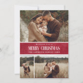 赤い素朴農家クリスマス3フォトコラージュ シーズンカード (正面)