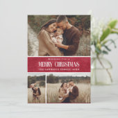 赤い素朴農家クリスマス3フォトコラージュ シーズンカード (スタンド正面)