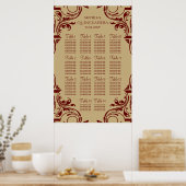 赤い素朴金ゴールドシーティングプランのポスター ポスター (キッチン)