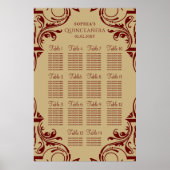 赤い素朴金ゴールドシーティングプランのポスター ポスター (正面)