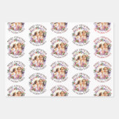 赤い紫の写真のメリークリスマスリース ラッピングペーパーシート (正面3)