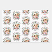 赤い紫の写真のメリークリスマスリース ラッピングペーパーシート (正面2)