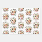 赤い紫の写真のメリークリスマスリース ラッピングペーパーシート (正面)