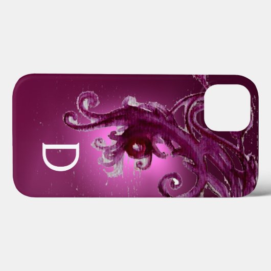 赤い紫の果実と渦巻きモノグラム Case-Mate iPhoneケース (裏面 (横))