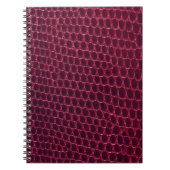 赤い紫色のバーガンディのあずき色のスネークスキンの革 ノートブック (正面)