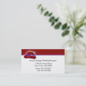 赤い紫色のヴィンテージの衣類の名刺 名刺 (スタンド正面)