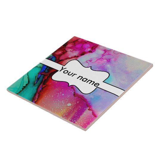 赤い紫色の緑インク タイル (側面)