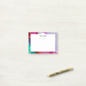赤い紫色の緑インク ポストイット (デスク上)