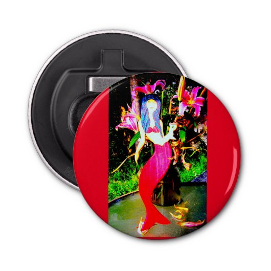 赤い組み合わせの人魚 栓抜き (正面)