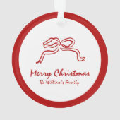 赤い結び目のモダンクリスマス オーナメント (裏面)