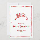 赤い結び目のモダンクリスマス シーズンカード (正面)
