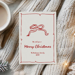 赤い結び目のモダンクリスマス シーズンカード