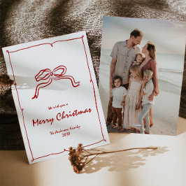 赤い結び目のモダンクリスマス シーズンカード