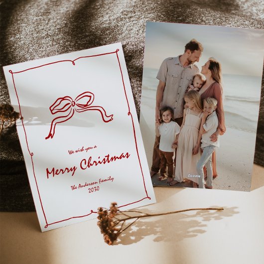 赤い結び目のモダンクリスマス シーズンカード