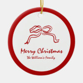 赤い結び目のモダンクリスマス セラミックオーナメント (正面)