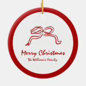 赤い結び目のモダンクリスマス セラミックオーナメント (裏面)
