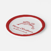 赤い結び目のモダンクリスマス ペーパープレート (アングル)