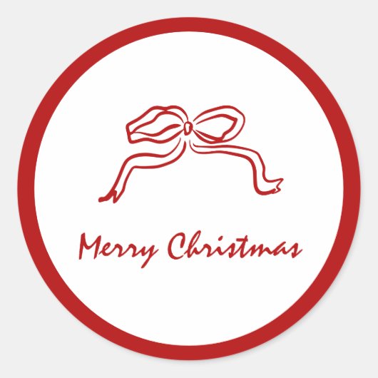 赤い結び目のモダンクリスマス ラウンドシール (正面)