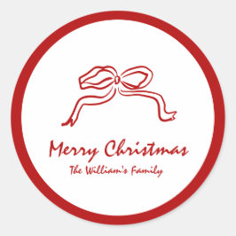 赤い結び目のモダンクリスマス ラウンドシール