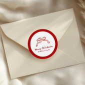 赤い結び目のモダンクリスマス ラウンドシール