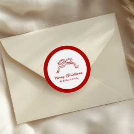 赤い結び目のモダンクリスマス ラウンドシール