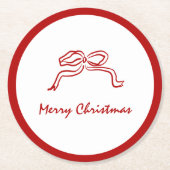 赤い結び目のモダンクリスマス ラウンドペーパーコースター (正面)