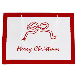 赤い結び目のモダンクリスマス ラージペーパーバッグ