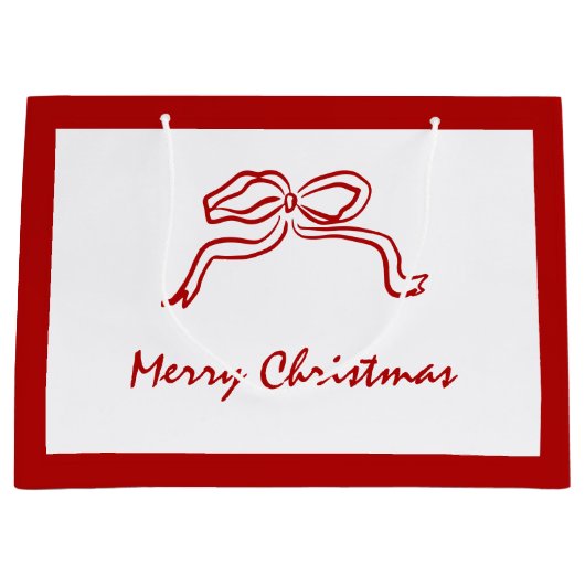 赤い結び目のモダンクリスマス ラージペーパーバッグ (正面)