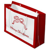 赤い結び目のモダンクリスマス ラージペーパーバッグ (正面アングル)