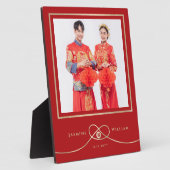 赤い結び目の二重の幸福中国のの結婚写真 フォトプラーク (側面)