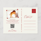 赤い結び目ダブル西中国の結婚式の日付を保存 案内ポストカード (裏面)