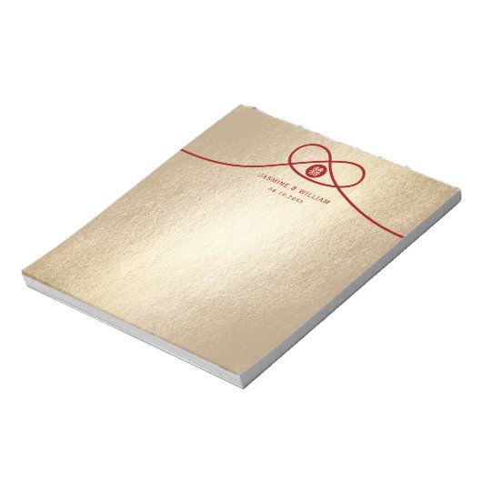 『赤い結び目』ダブル・ハピネス中国の・結婚ズ ノートパッド (回転)