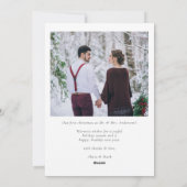 赤い結婚と輝く初めてのクリスマス カップル シーズンカード (裏面)