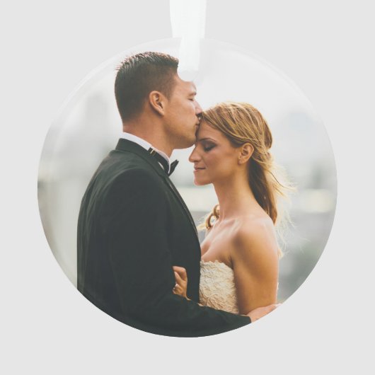 赤い結婚と陽気な結婚式の写真の好意 オーナメント (裏面)