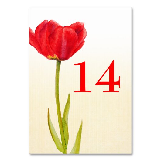 赤い結婚チューリ独身のップの花のテーブル番号 テーブルナンバー (正面)