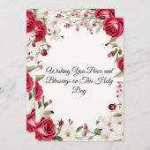 赤い結婚バラのユリ・オブ・ザ・バレー シーズンカード (正面/裏面)