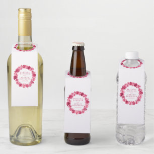 赤い結婚パンジー色のカスタム水 ボトルネックタグ
