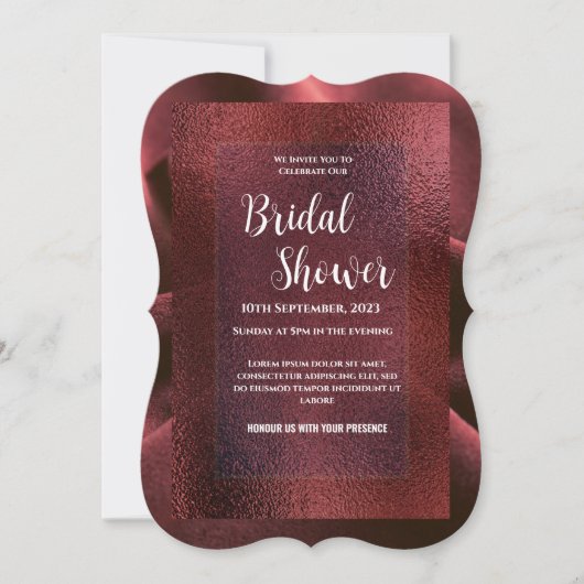 赤い結婚前のお祝いの招待状 招待状 (正面)