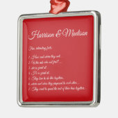 赤い結婚夫婦のおもしろい・ファクカスタムト・スクリプト名  メタルオーナメント (左)