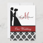 赤い結婚式のカップルの結婚式招待状 招待状 (正面)