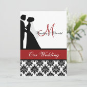 赤い結婚式のカップルの結婚式招待状 招待状 (スタンド正面)