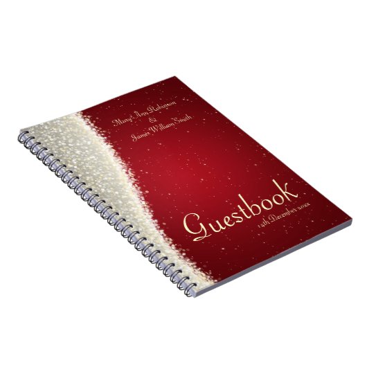 赤い結婚式のゲストブックの眩ます輝き ノートブック (右側)