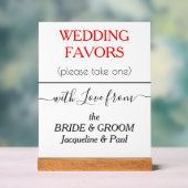 赤い結婚式の引き出物タイポグラフィ名 アクリルサイン (ニュートラル)